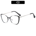 Montatura per occhiali cat eye in metallo argento con accenti neri in stile retrò - Montatura Nero Argento (C2)