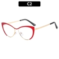 Occhiali anti luce blu cat-eye con montatura rossa e dettagli in metallo oro - Montatura Oro Rosso (C2)