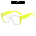 Transparent square TR90 large frame glasses with vibrant neon yellow temples C2 color - Transparent Frame Yellow Leg