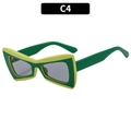 Occhiali a farfalla chic con montatura verde scuro e lime, lenti grigie, colore C4 - Giallo Verde Grigio Chiaro