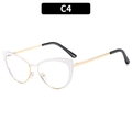 Monture de lunettes œil de chat rétro blanc et or avec filtre anti-lumière bleue, C4 - Monture Or Blanc (C4)