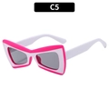 Pink and white butterfly sunglasses with grey lenses in a stylish two-tone plastic frame - Red White Light Grey