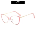 Pink and gold cat eye blue light blocking glasses with metal frame and C7 variant - Pink Gold Frame (C7)