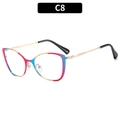 Cat eye metal glasses frame with rainbow gradient finish and gold temple accents - Rainbow Gold Frame (C8)