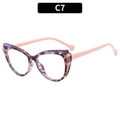 Elegante TR90 Katzenaugenbrille mit lila Blumenmuster und hellrosa Brillenbügeln - Außen Lila Innen Floral (C7)