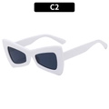 Modern white butterfly sunglasses with thick frame and dark grey lenses, C2 model - C2-White Frame Black Grey Lens