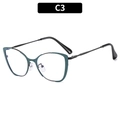 Occhiali moderni cat-eye anti luce blu con montatura in metallo turchese scuro e aste sottili - Montatura Verde Scuro Nero (C3)