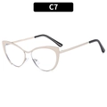 Monture de lunettes œil-de-chat dorée anti-lumière bleue, variante couleur C7 - Monture Tout Argent (C7)