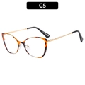 Cat eye glasses frame with leopard print upper and golden metal lower rims - Tortoise Gold Frame (C5)