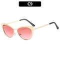 Montatura occhiali cat eye dorata con lenti sfumate rosa, modello C9 in stile retrò - Montatura Oro Tè Rosa (C9)