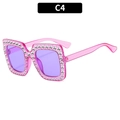Funkelnde Kinder Sonnenbrille mit rosa transparentem Rahmen, Strasssteinen und lila Gläsern - Transparent lila Rahmen lila Gläser