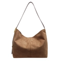 Vintage bruine faux suède shopper met grote capaciteit en verfijnde gouden metalen gesp - Donker kaki