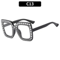 Vintage Kinder-Sonnenbrille mit schwarzem Rahmen und funkelndem Strass-Besatz - Glänzend schwarzer Rahmen / Klare Gläser