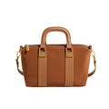 Elegante borsa tote marrone in pelle opaca con dettagli in metallo dorato - Marrone
