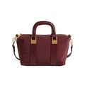 Elegante borsa tote bordeaux con finiture dorate e tracolla regolabile per donna - Borgogna