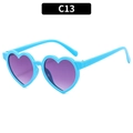 Lunettes de soleil coeur pour enfants avec monture bleue et verres dégradés violets - Monture Bleue Verres Dégradés Double Gris