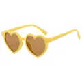 Lunettes de soleil cœur pour enfants avec monture jaune et verres marron tendance - Monture Jaune Verres Thé