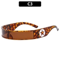 Futuristische Y2K rechthoekige zonnebril met schildpadmontuur en bruine glazen - Demi Frame Thee Lenzen (C3)