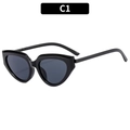 Klassische schwarze Cateye-Sonnenbrille mit dunklen Gläsern und glänzendem Rahmen - Schwarzer Rahmen Graue Linsen (C1)