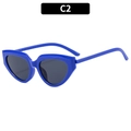 Retro triangle cat eye sunglasses with bright blue frames and dark grey lenses C2 - Blue Frame Grey Lenses (C2)
