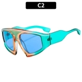 Y2K Oversize Sport-Sonnenbrille in transluzentem Petrolblau mit blauen Gläsern - Grüner Rahmen Blaue Gläser