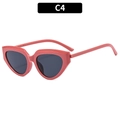 Cat eye sunglasses with coral pink frame and dark grey lenses for a retro chic look - Red Frame Grey Lens (C4)