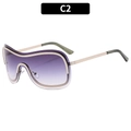 Y2K randlose Sonnenbrille mit lila Verlaufsgläsern und hellgoldenen Metallrahmen - Silberrahmen Doppelgraue Linsen