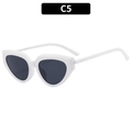 Trendy white cat-eye sunglasses with thick frames and dark UV protection lenses - White Frame Gray Lens (C5)