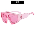 Pink transparent Y2K oversized sunglasses with shield lens and wide temple arms - Transparent Pink