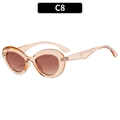 Retro oval cat-eye sunglasses with tortoiseshell frame and tinted brown lenses - Champagne Frame Tea Lens (C8)