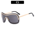 Randlose Y2K-Sonnenbrille in Übergroße mit grauen Gläsern und goldenen Metallakzenten - Goldener Rahmen Graue Gläser