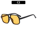 Classic black double-bridge aviator sunglasses with vibrant yellow lenses and rivets - Metal Hinge / Black Frame Yellow Lens