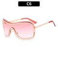 Y2K frameless shield sunglasses with pink-orange gradient lenses and golden frame - Gold Frame Double Pink Lens