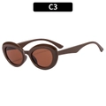 Vintage oval cat eye sunglasses in dark brown caramel finish for a retro urban look - Brown Frame Tea Lens (C3)