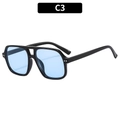 Double-bridge pilot sunglasses with black frame and light blue lenses for a retro look - Metal Hinge / Black Frame Blue Lens