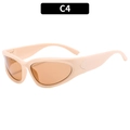 Gafas de sol deportivas Y2K para niños con montura beige y lentes marrones de protección - Montura Blanco Roto / Lentes Té