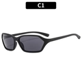 Y2K style black irregular frame sunglasses with dark grey lenses and matte finish C1 - Black Frame Grey Lens (C1)