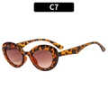 Retro oval sunglasses featuring a leopard tortoise frame and brown gradient lenses - Leopard Frame Tea Lens (C7)