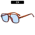 Retro aviator zonnebril met schildpadmontuur en lichtblauwe glazen - Metalen Scharnier / Luipaard Frame Blauwe Lens