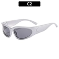 Gafas de sol deportivas Y2K plateadas para niños con lentes grises anti-UV - Montura Plateada Lente Gris