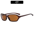 Y2K rectangular sunglasses featuring translucent dark brown frames and matching lenses - Tea Frame Tea Lens (C7)