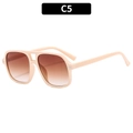 Retro double-bridge pilot sunglasses in light beige frame with brown gradient lenses - Metal Hinge / Beige Frame Tea Gradient Lens