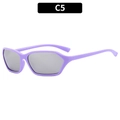 Y2K millennium style sunglasses with purple geometric frames and dark UV400 lenses - Purple Frame Silver Mirror Lens (C5)