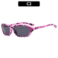 Y2K style sunglasses with pink camouflage resin frame and dark grey lenses for women - Pink Camo Frame Gray Lens (C2)