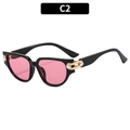 Occhiali da sole cat eye con montatura nera, lenti rosa e dettagli in perle - Montatura Nera Lenti Rosa (C2)