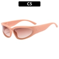 Pink Y2K kids sports sunglasses with sleek wraparound frame and gradient brown lenses - Matte Beige Pink Frame Gradient Tea Lens
