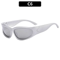 Kids Y2K sports cycling sunglasses in matte silver finish with wrap lenses - Silver Frame White Mirror Lens