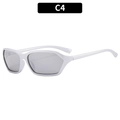 Y2K silver glitter rectangle sunglasses with dark grey lenses and sporty minimalist frame - Silver Frame Silver Mirror (C4)