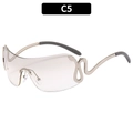 Y2K rimless sunglasses with light brown gradient lenses and gold snake hardware - Silver Frame Light Mercury