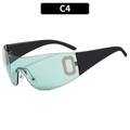 Occhiali da sole Y2K avvolgenti con lenti verde chiaro e dettagli in cristallo, stile C4 - Lente Verde Stanghetta Nera